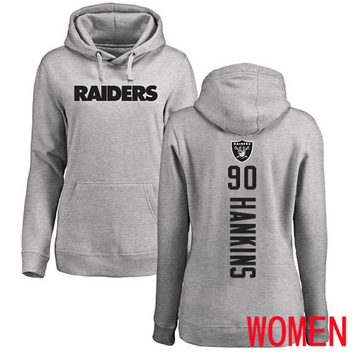 Oakland Raiders Ash Women Johnathan Hankins Backer NFL Football #90 Pullover Hoodie Sweatshirts->oakland raiders->NFL Jersey